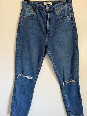 Abercrombie & Fitch Medium Blue Distressed Denim Jeans